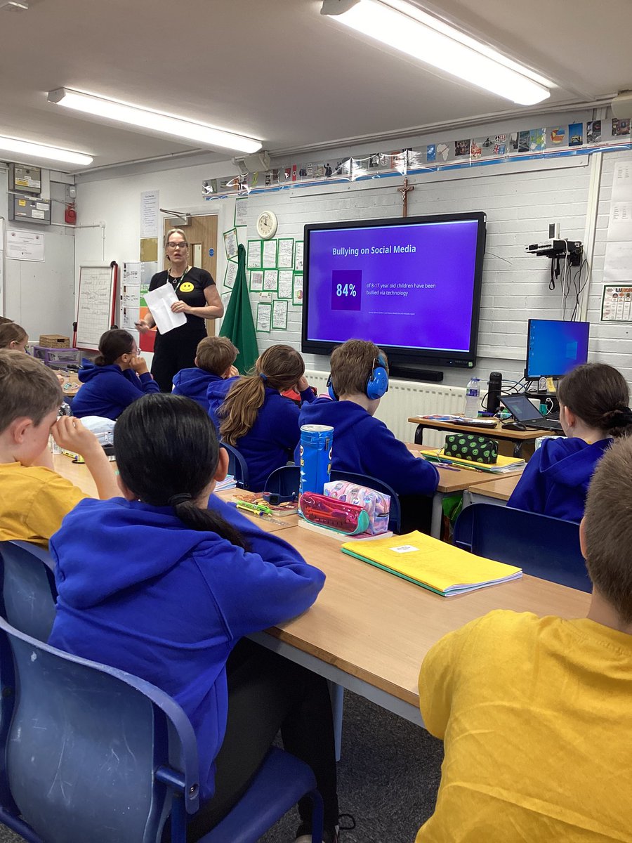 stgandtschool's tweet photo. Thank you to Rachel from @Positive_Soc for coming in to speak to Year 6 about how to be safe online this morning. We spoke about how we can reduce our screen use and what we can do about online bullying. https://t.co/n4MmxqOcXQ