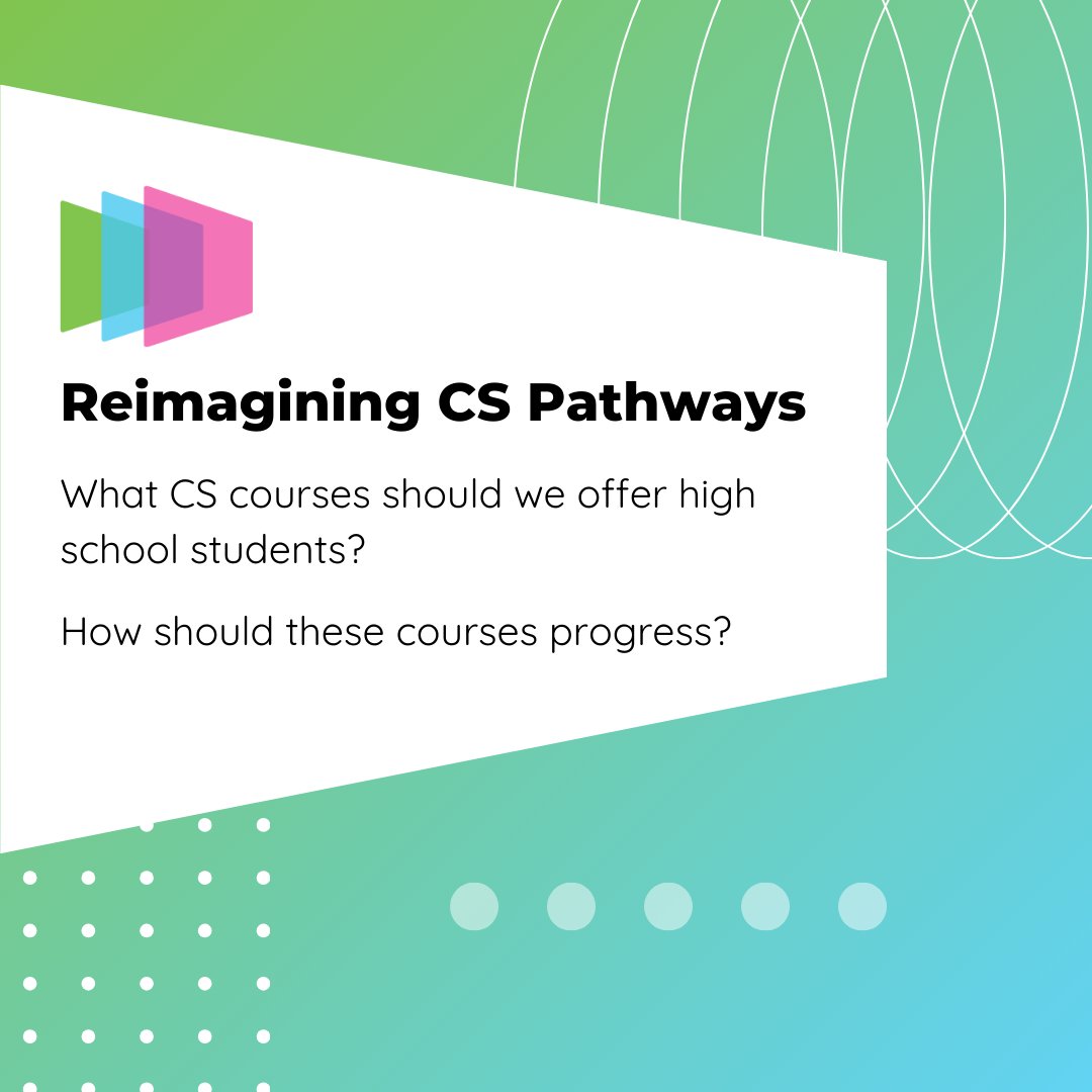 csteachersorg's tweet image. For Week 3 of the #ReimaginingCS Series, we look at an example of CS course pathways.

For full descriptions of example courses, check out Chapter Five of the Reimagining CS Pathways Report at ReimaginingCS.org.