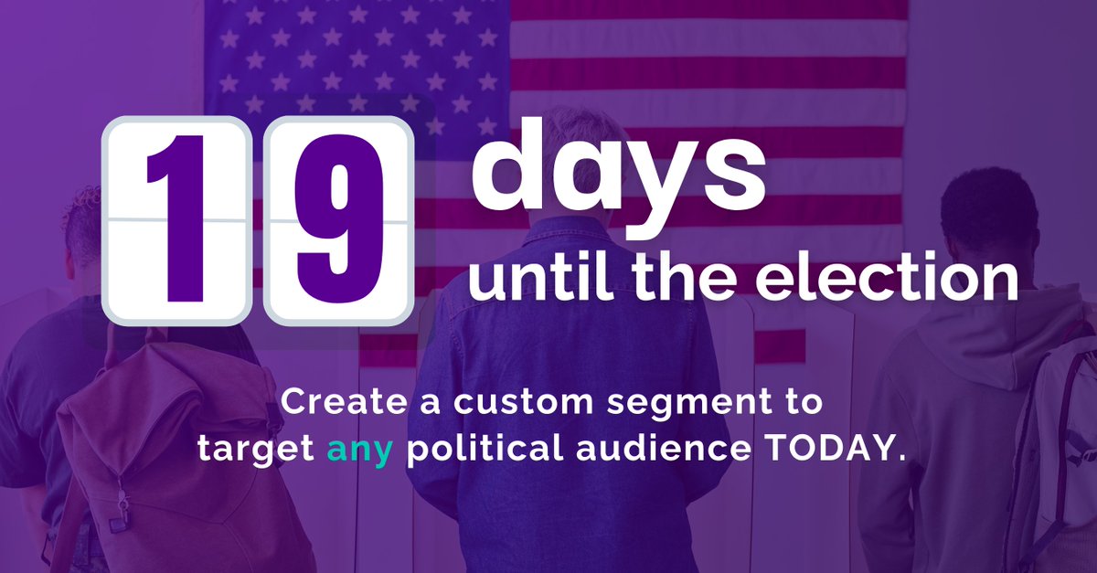 The November election is only 19 days away, but there is still time to maximize the impact of your political campaigns.

Partner with us to create custom audiences tailored to your exact campaign needs, targeting any political audience of your choice. And, it can be deployed to