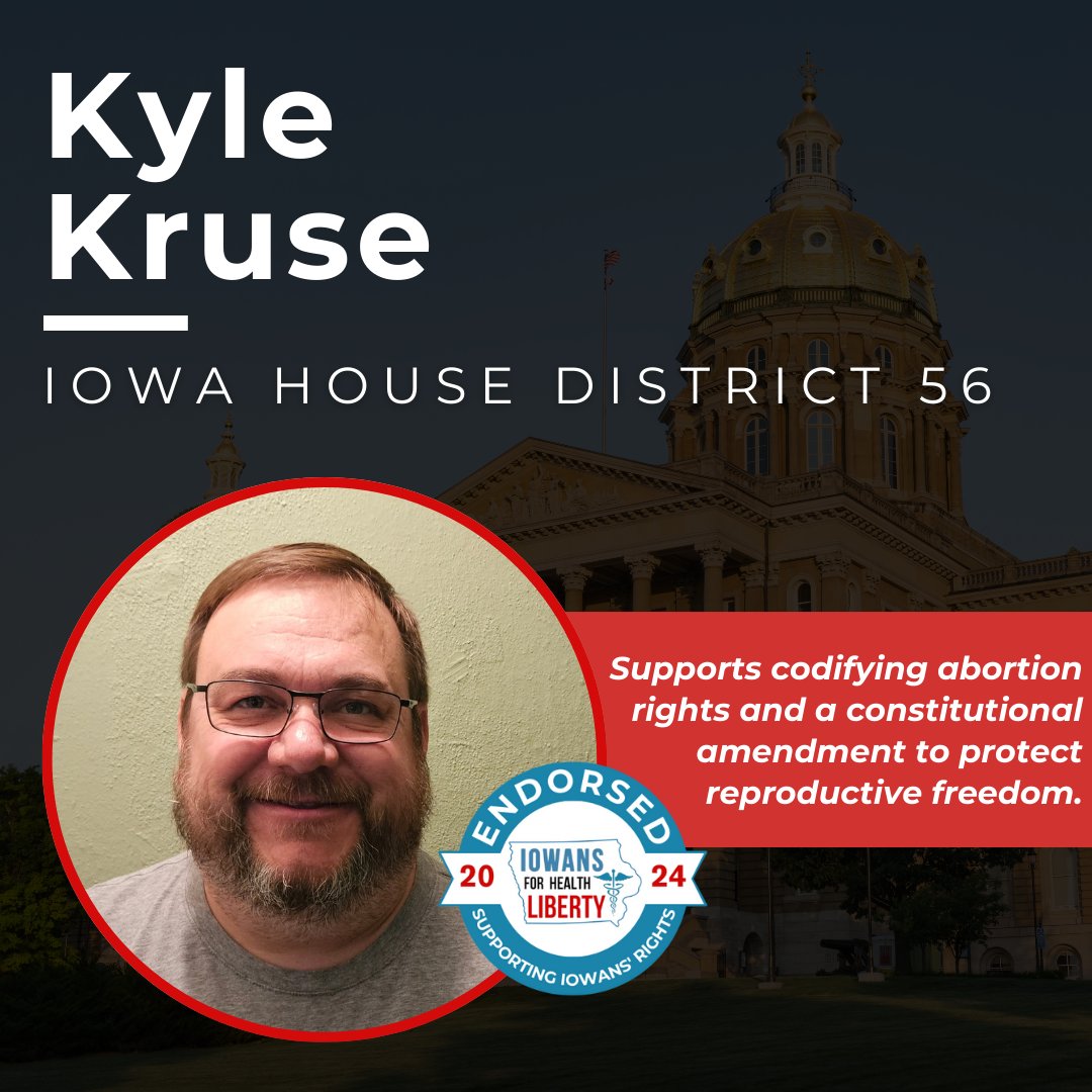 We proudly endorse Kyle Kruse for Iowa House District 56! Kyle is a small business owner and farmer fighting for the right to make personal #healthcare decisions free from government interference.

🔗 Learn more and support the work of #IA4HL iowans4healthliberty.com/donate-to-supp…

#Vote2024