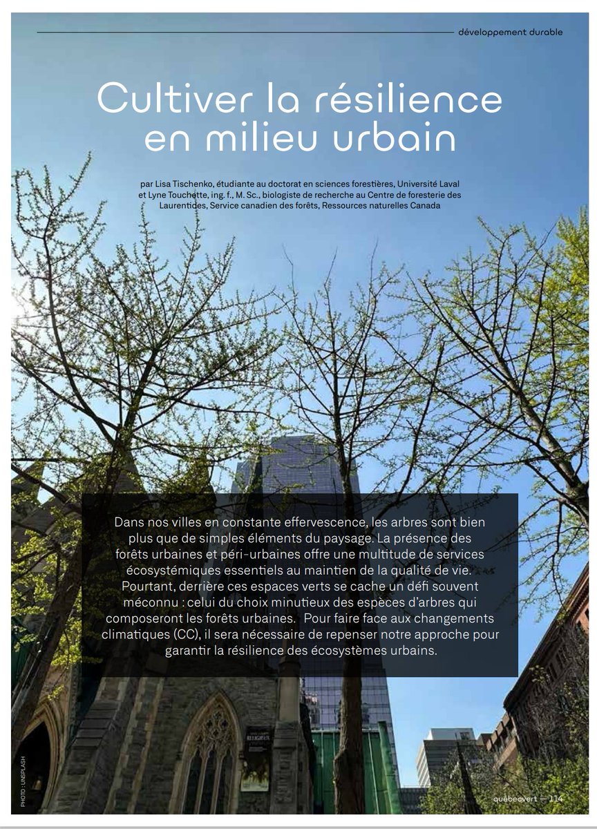 Lisa (@lisa_tischnko) on Twitter photo Un grand merci à @QuebecVert pour nous avoir offert l'opportunité de présenter nos travaux lors de leur dernier numéro ! 🌿✨ <a href="/LyneTouchette/">Lyne Touchette</a> #urbanforestry #genetic Un grand merci à @QuebecVert pour nous avoir offert l'opportunité de présenter nos travaux lors de leur dernier numéro ! 🌿✨ <a href="/LyneTouchette/">Lyne Touchette</a> #urbanforestry #genetic