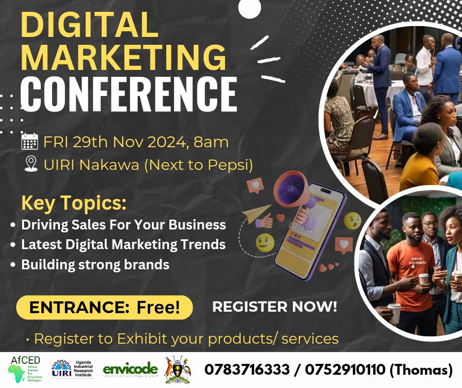 AfricaCenterFo7's tweet photo. Entrance is Free! Register using Link: https://t.co/3UnT8RtLD2

Discover How Your Business Can Take Advantage Of the Latest Digital Marketing Trends To Drive Sales And Elevate Your Brand!

0783716333 https://t.co/FKiiGzebeq