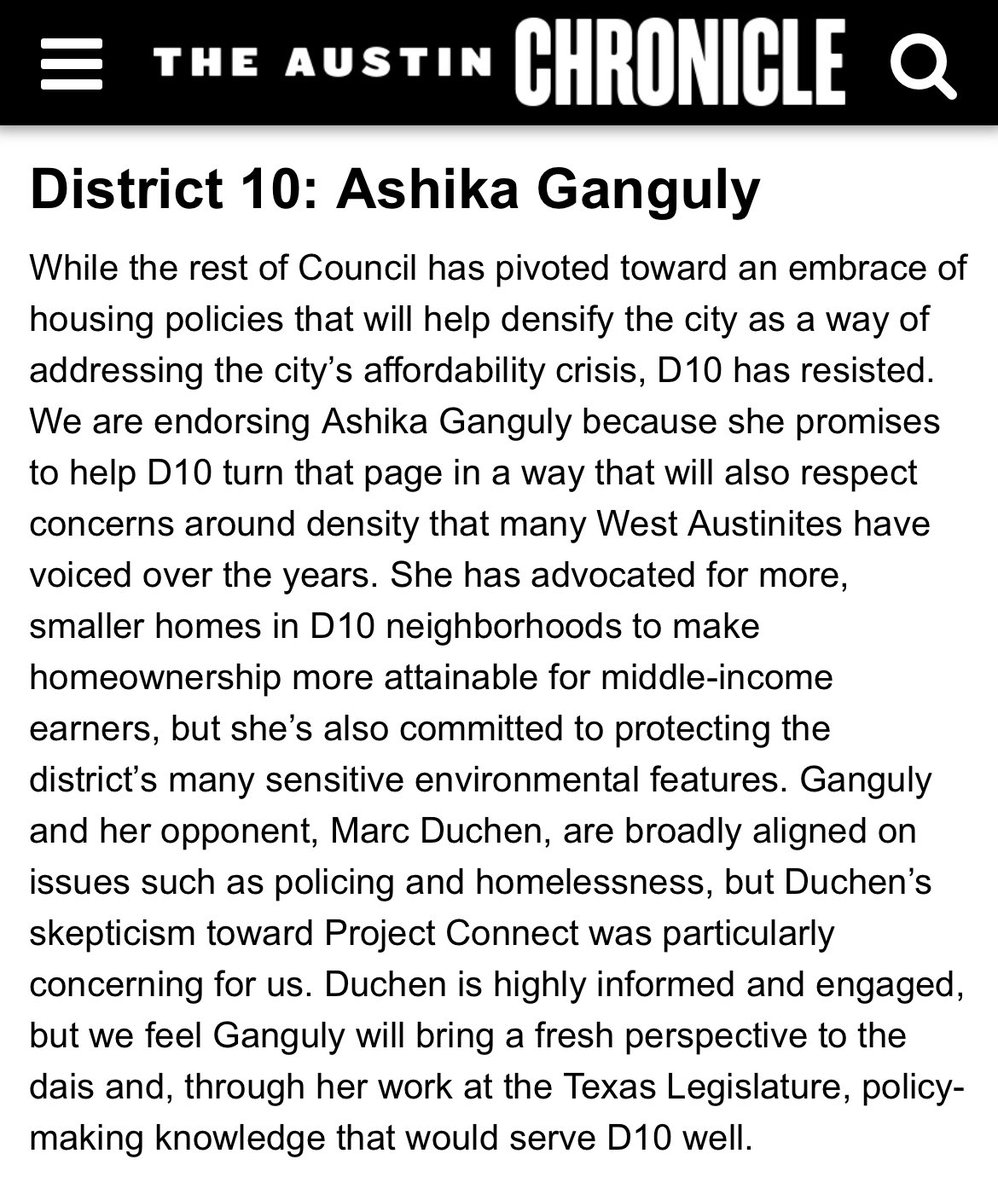 Big news: I'm honored to have the endorsement of the <a href="/AustinChronicle/">Austin Chronicle</a> in my race for City Council! 🎉 
 
Together, we’ll build an Austin that works for EVERYONE—students, families, and our most vulnerable. Let’s keep pushing for progress!