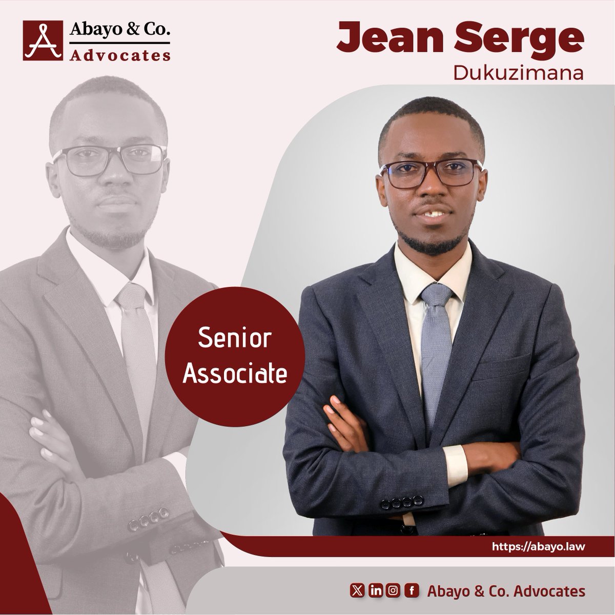 Abayo_Advocates's tweet photo. We are pleased to announce the promotion of Jean Serge Dukuzimana from Associate to Senior Associate at Abayo & Co. Advocates.

The promotion has been a reward to his hard work, dedication and excellent services he provides to the clients of the law firm. 

Congratulations @DukuzimanaSerge. The Whole team of Abayo & Co. Advocates is proud of your deserved promotion.

@AbayoClaude