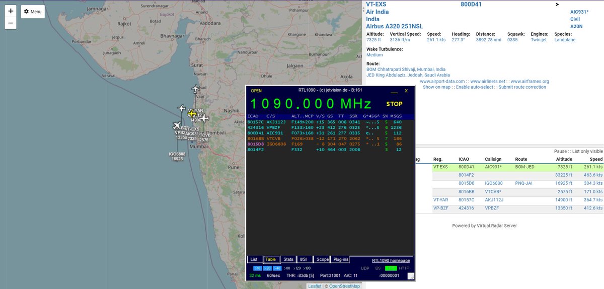Realtime Aircraft tracking using ADS-B

en.wikipedia.org/wiki/Automatic…