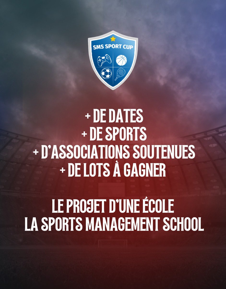 La SMS ESPORT CUP change de format et devient la SMS SPORT CUP 🏀⚽️🎾🎮

👉 + de sports 
👉 + d’associations soutenues 
👉 + de lots 

On vous attend, les premières sélectives ont lieu de novembre à décembre, soyez prêts 🫶