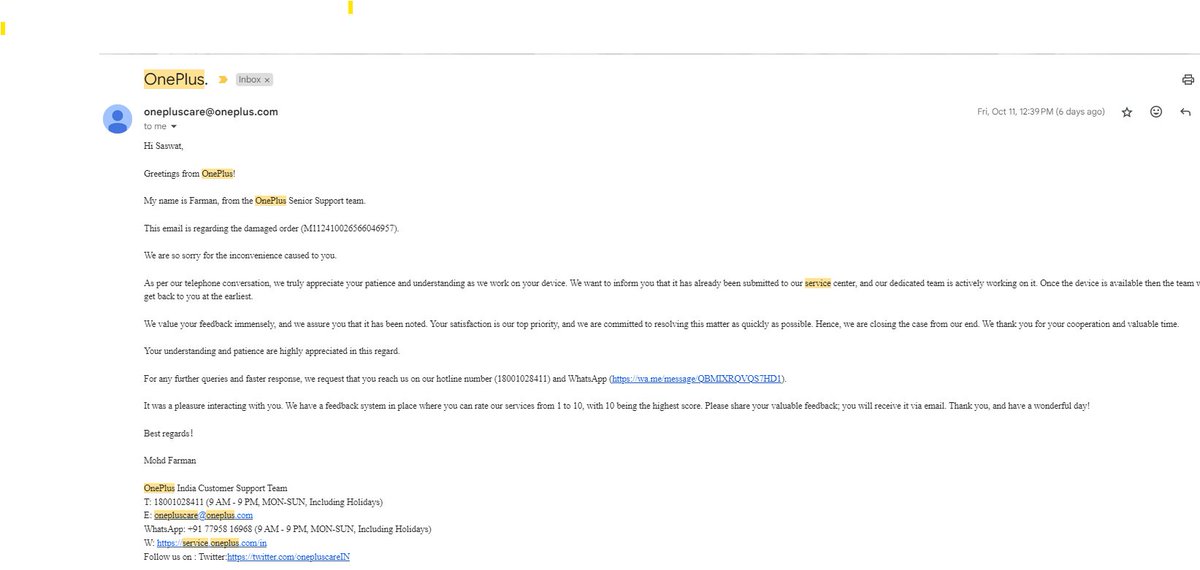 saswat226's tweet image. "Hey @OnePlus_IN @RobinLiuOnePlus, I was promised my OnePlus 12R replacement in 5-7 days, and here we are on day 7 with no phone dispatched from the warehouse. This is completely unacceptable for a premium device. I’m done waiting—I demand a refund. #OnePlusServiceFail"