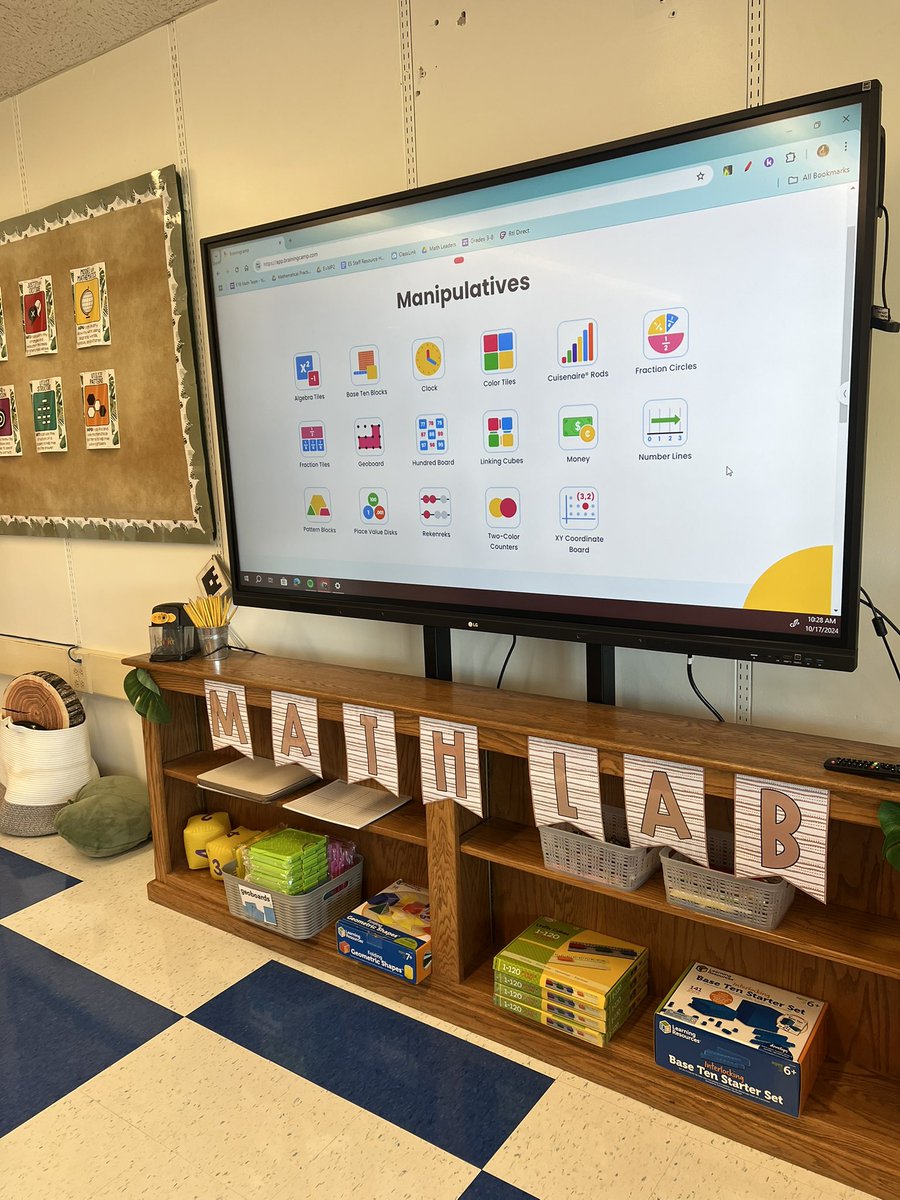 Math Lab has a board now! Thank you, <a href="/CaraTheTchr/">CaraTheTeacher</a> 👏🏻👏🏻👏🏻 
Trying out <a href="/brainingcamp/">Brainingcamp</a> today with some intervention groups 🥳🤗