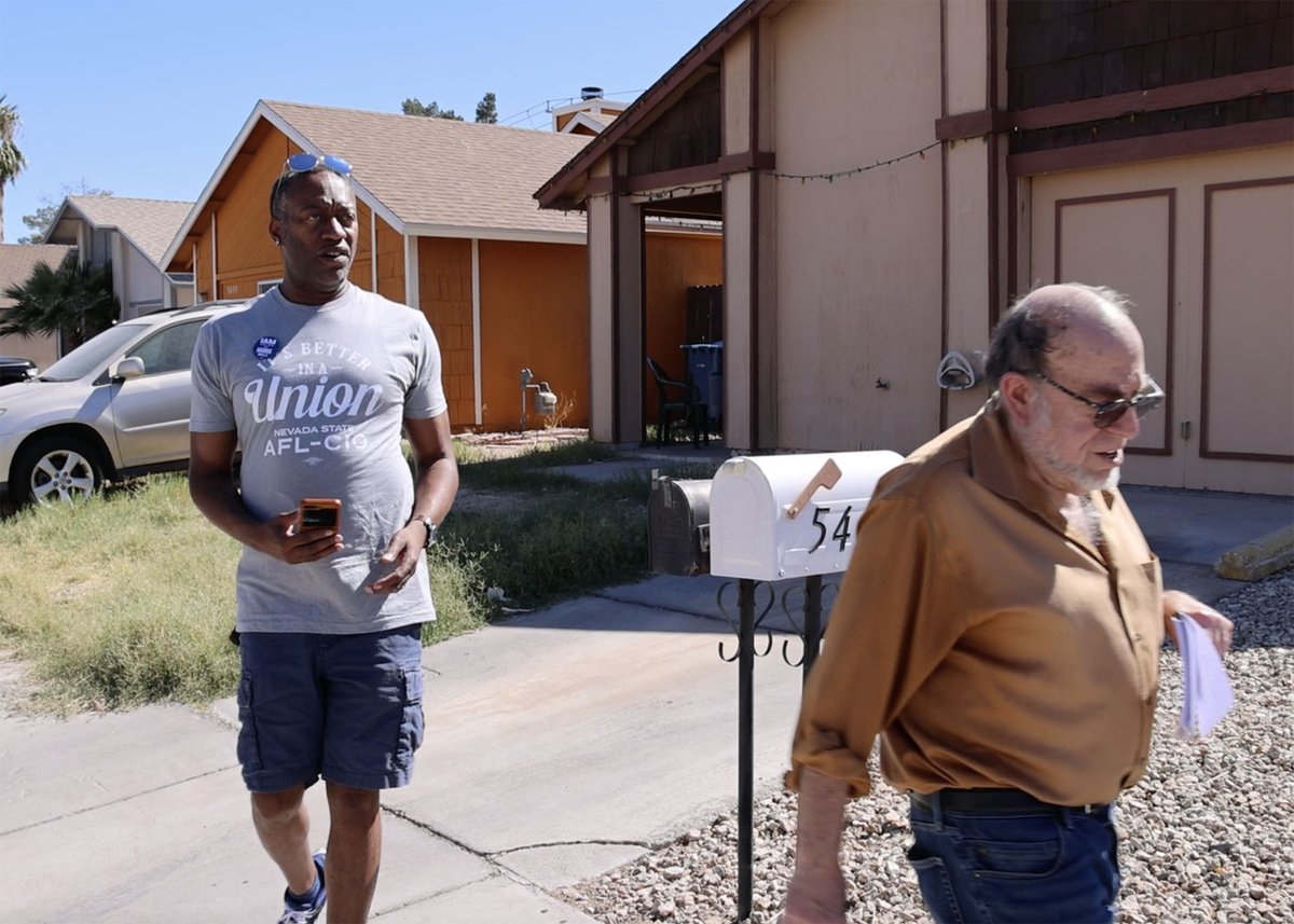 IAM_Union's tweet photo. First day since March that North Las Vegas' high temperature was under 90 degrees.  A great day for canvassing votes for @NVAFLCIO https://t.co/VQzKnkD417