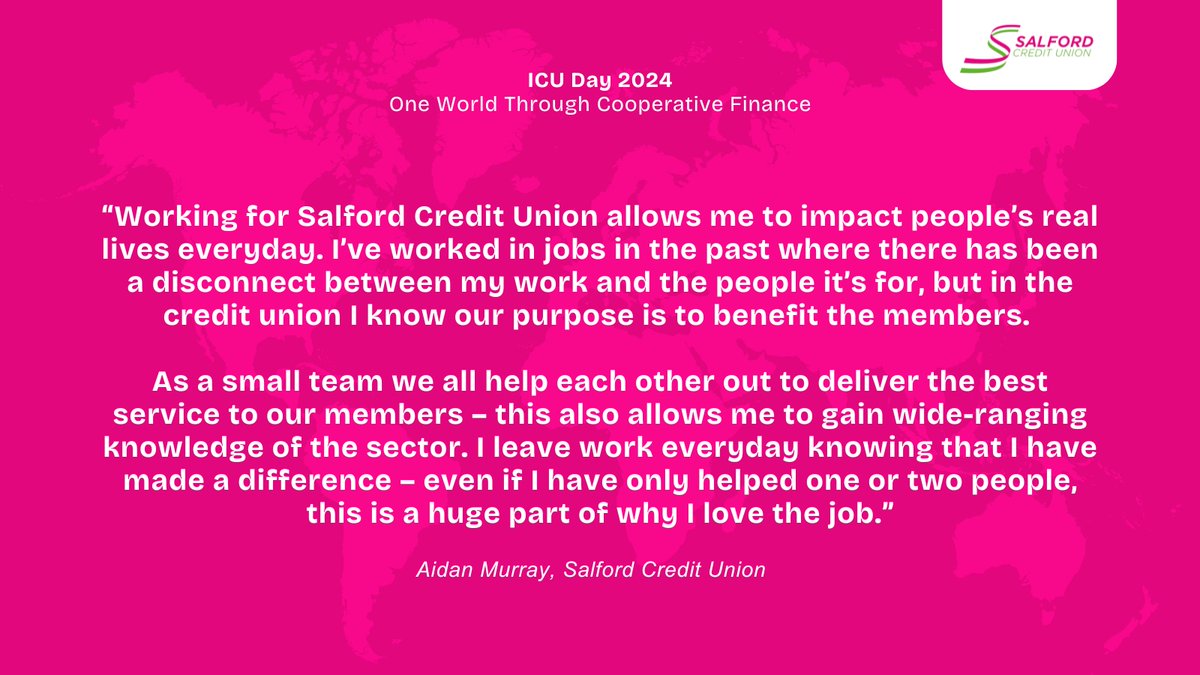 CUSalford's tweet photo. Credit unions are made of people who care about other people!
Happy #ICUDay!
#CUChallenge #OneWorldThroughCooperativeFinance https://t.co/qvY7W0BF1q