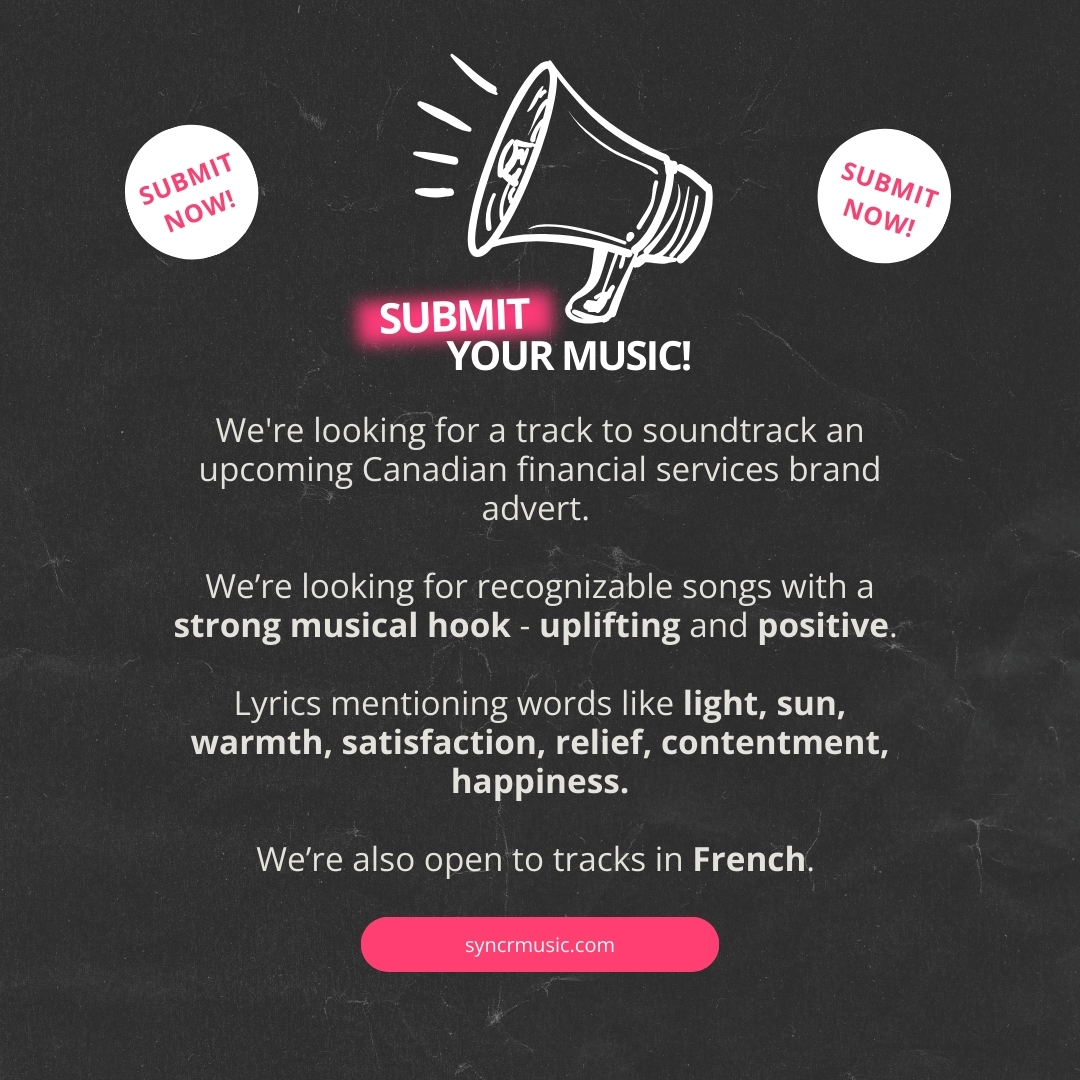 🎶 Music Needed! 🎶 

Your music could score BIG in this £30K opportunity with a top Canadian Financial Services brand.

Buuuut, you've got to be in it to win it! 🇨🇦✨

👉 Submit now: syncrmusic.com/job/567/ps30k-…