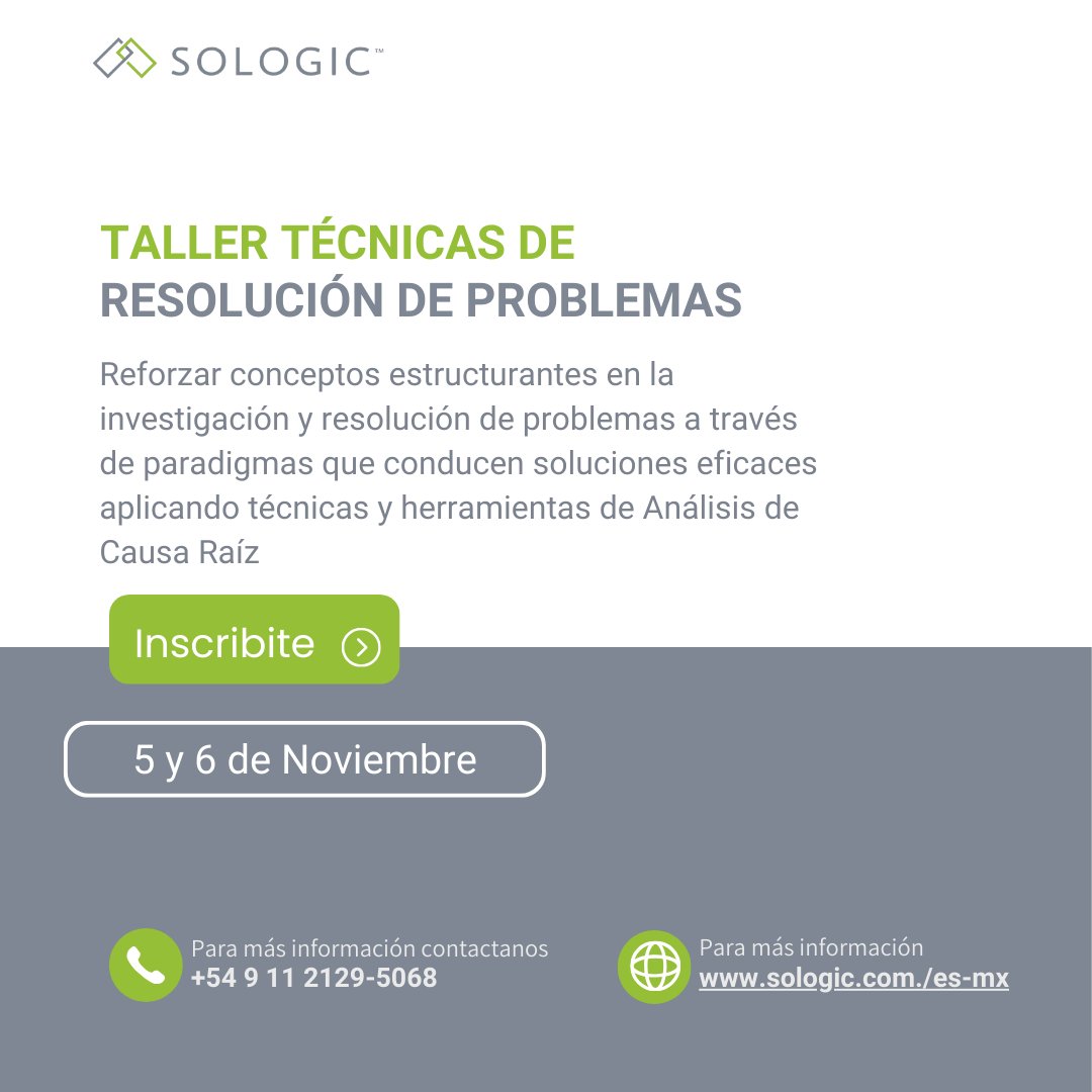 SologicLatAm's tweet photo. ¡Última oportunidad del año! 🎯 5 y 6 de noviembre, estaremos dictando nuestro último Taller de Técnicas de Resolución de Problemas del 2024.

📲 Contáctanos para más información: https://t.co/te92N3WUO0 https://t.co/bRy1TVyD2f
