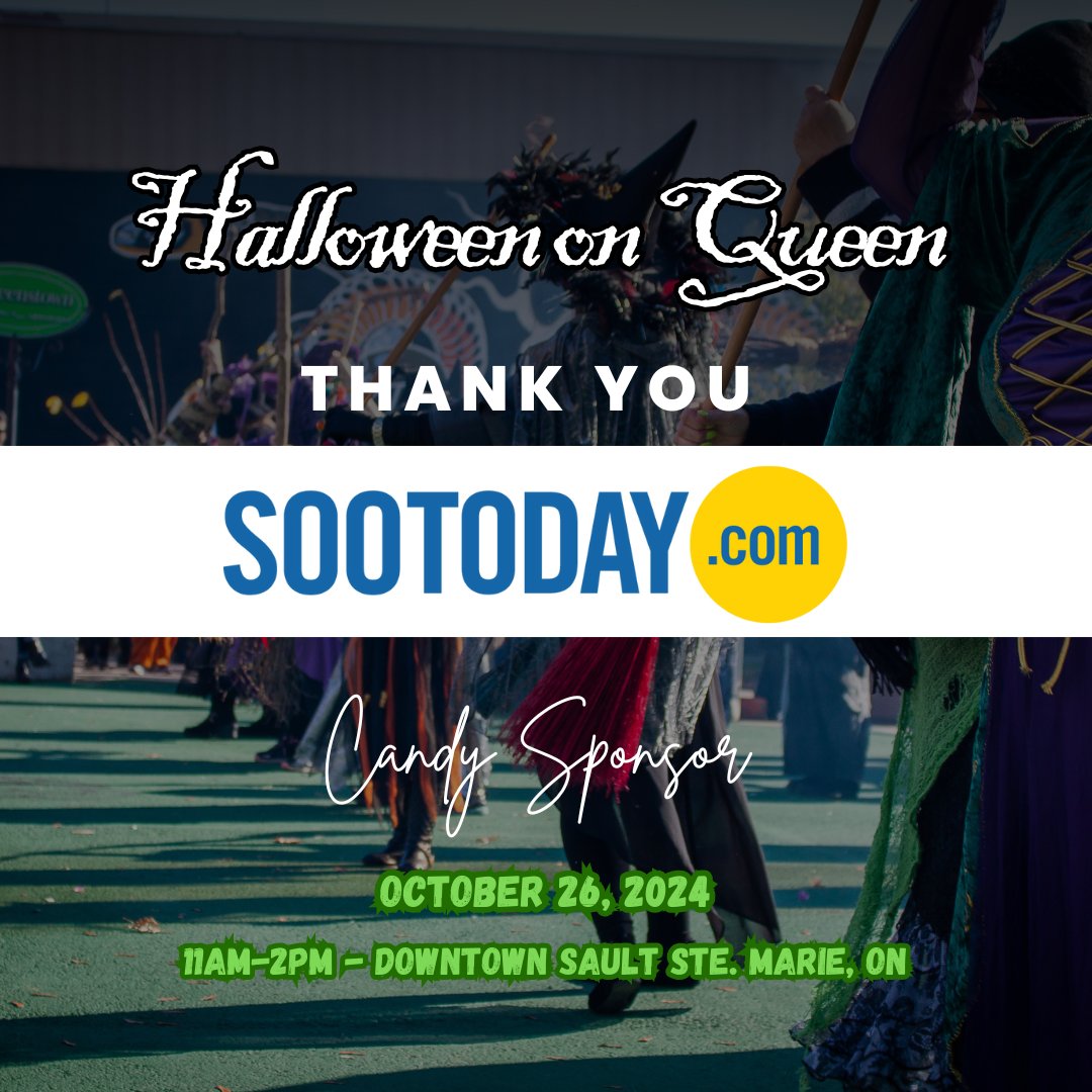 Downtown Association (@ssm_dta) on Twitter photo Thank you to <a href="/SooToday/">SooToday.com</a> for sponsoring candy for #halloweenonqueen this year!
Make sure to visit them at their office (298 Queen Street East) when you're trick or treating!
Learn more about Halloween on Queen here: facebook.com/share/AwKFS7Qy… Thank you to <a href="/SooToday/">SooToday.com</a> for sponsoring candy for #halloweenonqueen this year!
Make sure to visit them at their office (298 Queen Street East) when you're trick or treating!
Learn more about Halloween on Queen here: facebook.com/share/AwKFS7Qy…