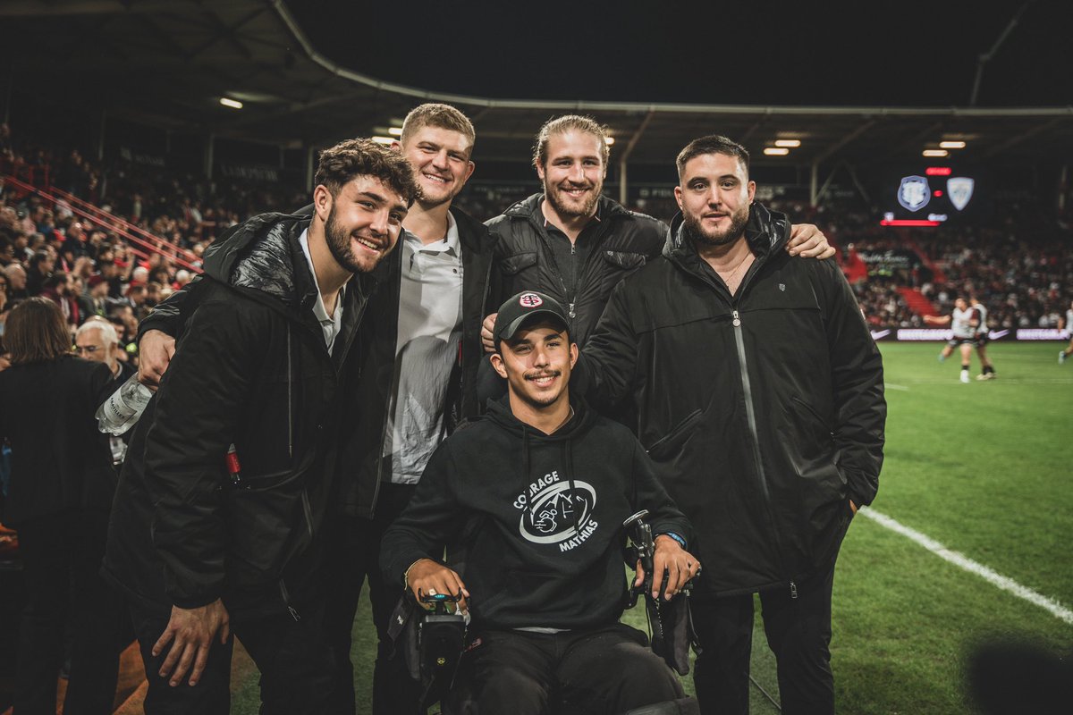 StadeToulousain's tweet photo. 🔙 Lors de notre dernière rencontre à domicile face à l'ASM Clermont Auvergne, le club s'est engagé aux côtés de l'association Courage Mathias, parrainée par Cyril Baille 🫂

Retour sur cette mise en avant ⤵️

https://t.co/ZEvuS3NFZY https://t.co/oFKZTMTZjo