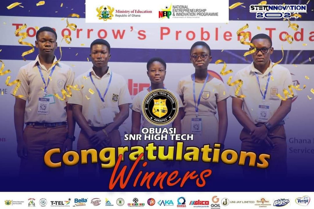 Asante_nation's tweet photo. BREAKING NEWS 🎉

Obuasi Sec. Tech School has floored Legon PRESEC to win the 2024 STEMNOVATION Competition. 

The maiden edition was won by Kumasi Academy in 2022, then last year the trophy moved to Ahafo Region with Ahafoman Sec. Tech School, the pride of Ahafo province winning the 2nd edition. The trophy is back again to the Ashanti region with Adanse University, Obuasi Sec. Tech School (ASIKAFOƆ) winning the 3rd trophy. 

ASIKAFOƆ thank you for making us proud and Happy 60th Anniversary. Obuasi Senior High Technical School 

Piawwwwwwwwwww!!!