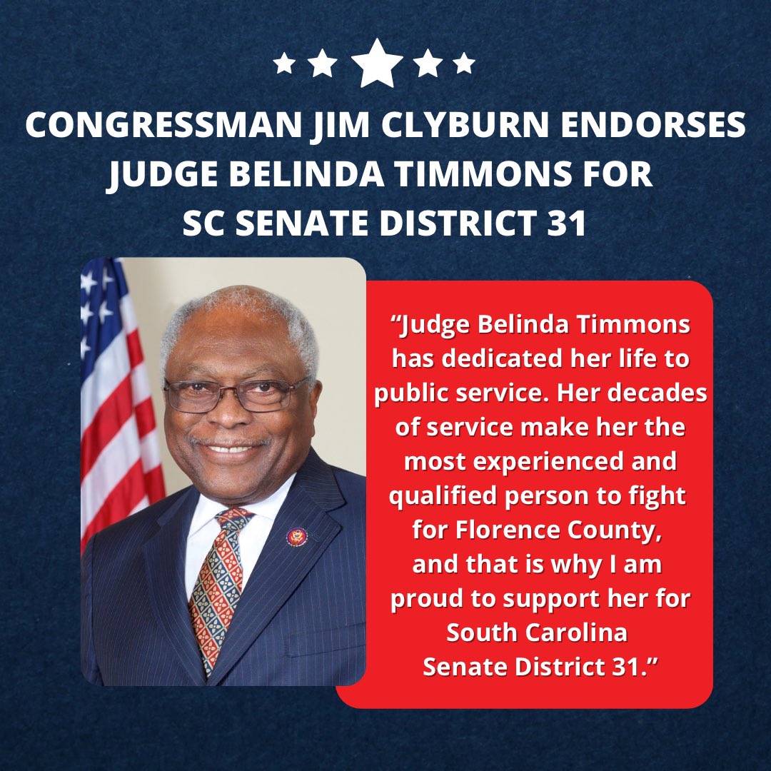 Congressman Clyburn recognizes how important this race is and I'm so grateful to have his support. 

<a href="/RepJamesClyburn/">James E. Clyburn</a>