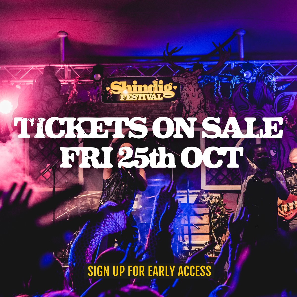 Shindig Festival 2025 is Officially on sale Friday, October 25th at 8am!

We are smaller and more intimate and ONLY have 1500 Tier 1 priced tickets…

If you want to be in with the best chance of securing one of these, sign up on our website to get 48 hrs access before the public