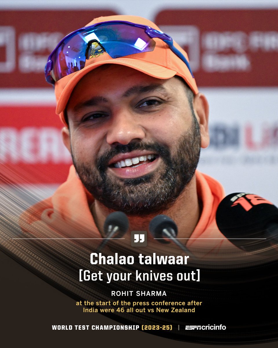 ESPNcricinfo's tweet photo. Rohit Sharma was quite candid as soon as he sat to take questions today in Bengaluru 🗣

https://t.co/Fsa6xvcJMs #INDvNZ https://t.co/4UJjdXMjyq