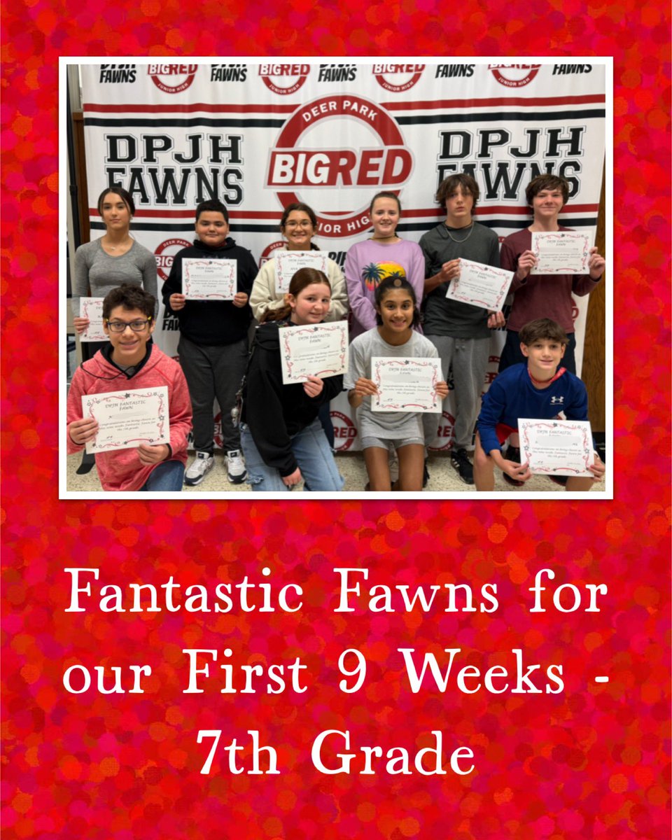 DPISD_DPJH's tweet photo. Congratulations to our First 9 Weeks Fantastic Fawns! https://t.co/mJOPmZCXzt