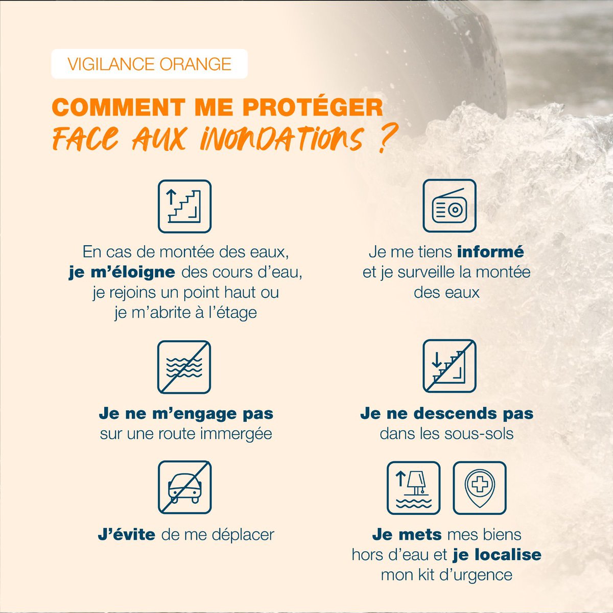 #AlerteMétéo 🚨 Le Département du #Loiret est placé en vigilance orange 🟠 pluie-inondation jusqu’à demain matin 6h. Voici quelques conseils pour vous protéger. Soyez prudents !
<a href="/MeteoFrance_O/">Météo-France Ouest</a>