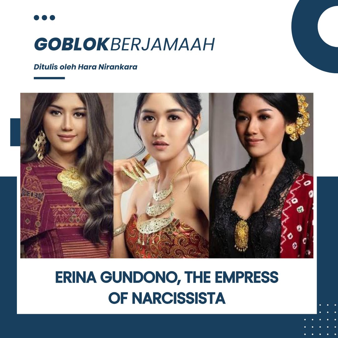 Erina Gundono, The Empress of Narcissista

Belum hilang di ingatan kita tentang sosok yang disebut-sebut memiliki bau ketiak yang tydack sedap, serta tingkah menyebalkannya yang memposting roti seharga Rp 400.000, kini muncul lagi kesintingan yang dilakukan oleh Permaisuri Erina