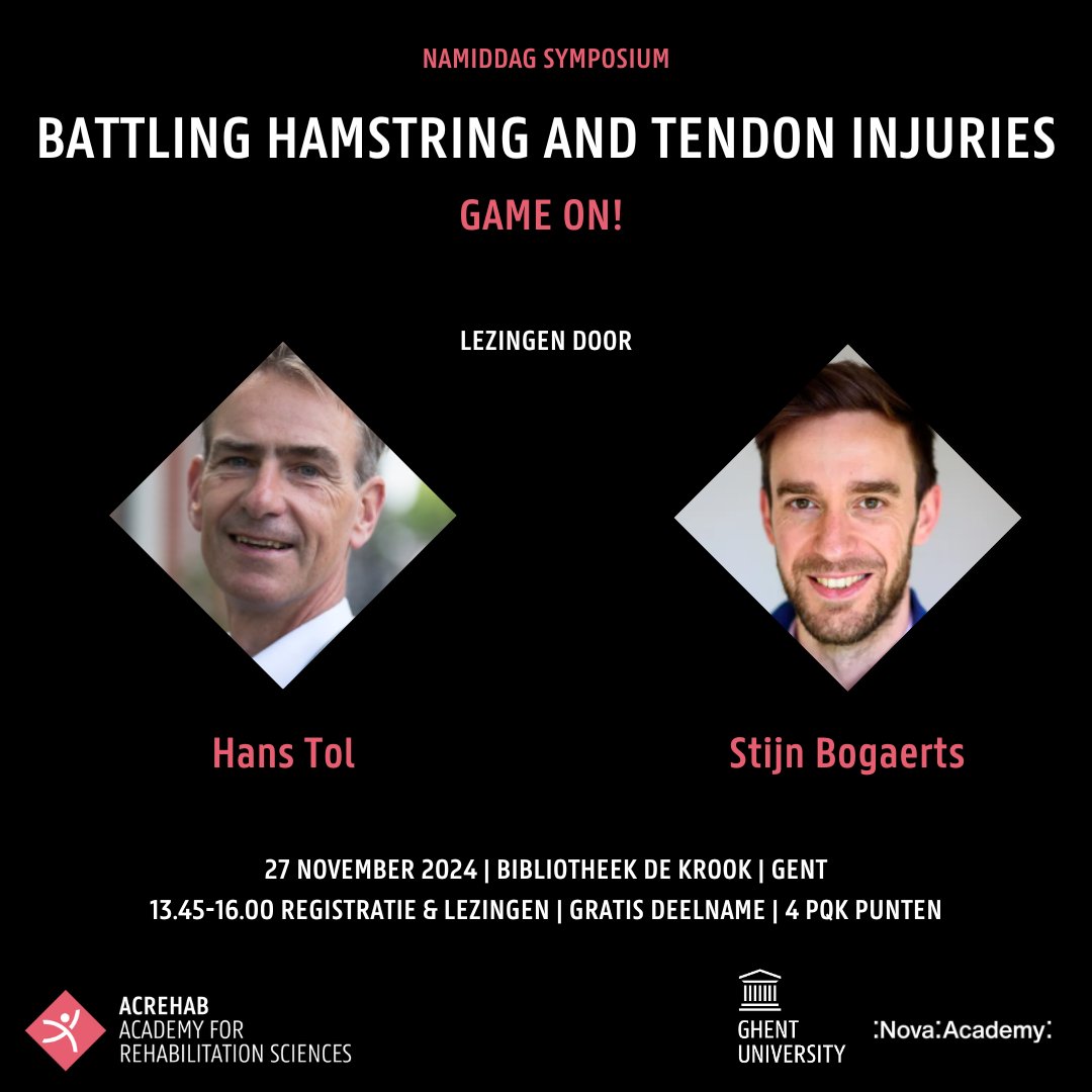 🆕 Hamstringletsels en achillespees tendinopathie zijn een vaak voorkomend probleem binnen sprint-gerelateerde sporten.

🔎 Tijdens dit minisymposium gaan we dieper op recente onderzoeksbevidingen mbt risicofactoren, preventieve &amp; therapeutische aanpak en 'return to play'.