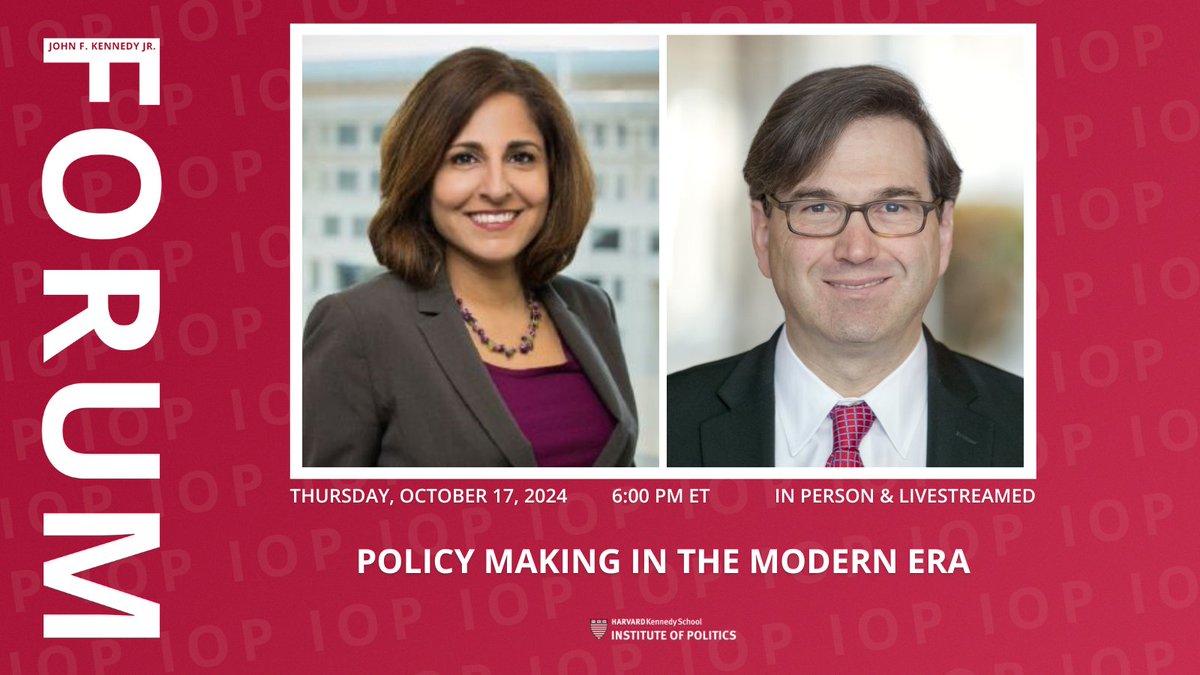 Institute of Politics (@harvardiop) on Twitter photo đź”” TODAY at 6pm: <a href="/NeeraTanden46/">NeeraTanden46 Archived</a> & <a href="/JasonFurman/">Jason Furman</a> join us for "Policy Making in the Modern Era" in the JFK Jr. Forum!
RSVP (HUID required): ken.sc/forum-1017
Livestream available: ken.sc/IOP-streams đź”” TODAY at 6pm: <a href="/NeeraTanden46/">NeeraTanden46 Archived</a> & <a href="/JasonFurman/">Jason Furman</a> join us for "Policy Making in the Modern Era" in the JFK Jr. Forum!
RSVP (HUID required): ken.sc/forum-1017
Livestream available: ken.sc/IOP-streams
