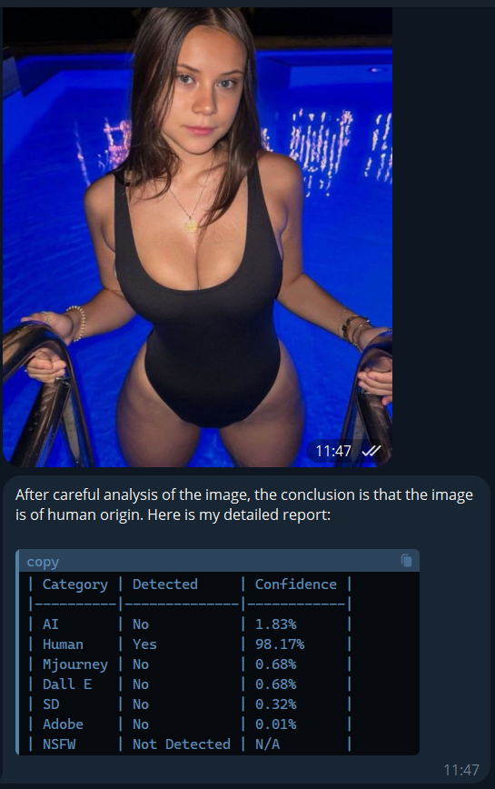 argus_ai's tweet photo. @Cyber_Tronic @KILLTOPARTY Argus AI identified that it was a real image not created by artificial intelligence.

$ASAI https://t.co/R63bLxiN6o