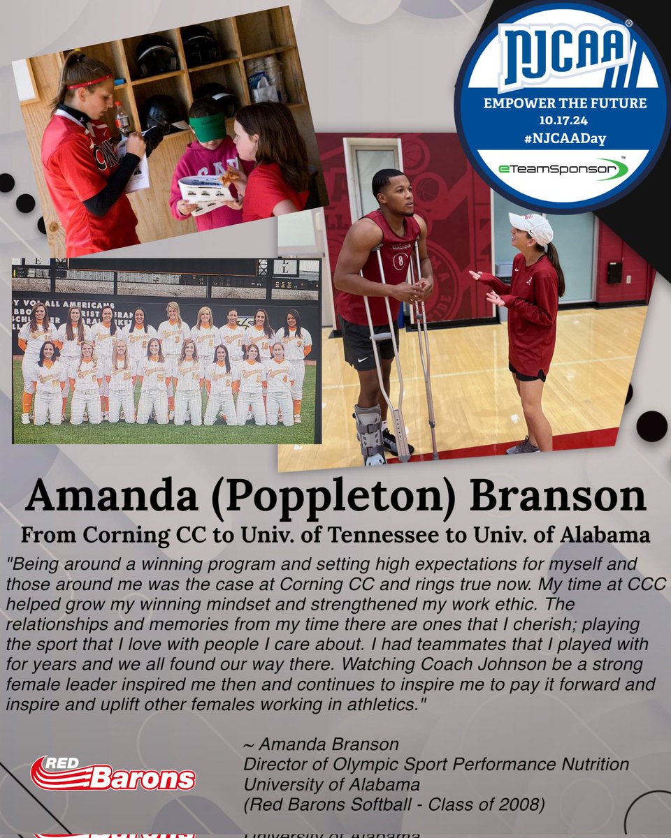 RedBaronsSB's tweet photo. NJCAA DAY: Celebrating one of our own softball forever Barons. Amanda Poppleton Branson.... from CCC to the SEC. So proud of you Poppy, keep shining & making a difference!!! ❤🐻🥎 #NJCAADay #corningcc #baronpride #NJCAA https://t.co/Zvp87Tj2Zt