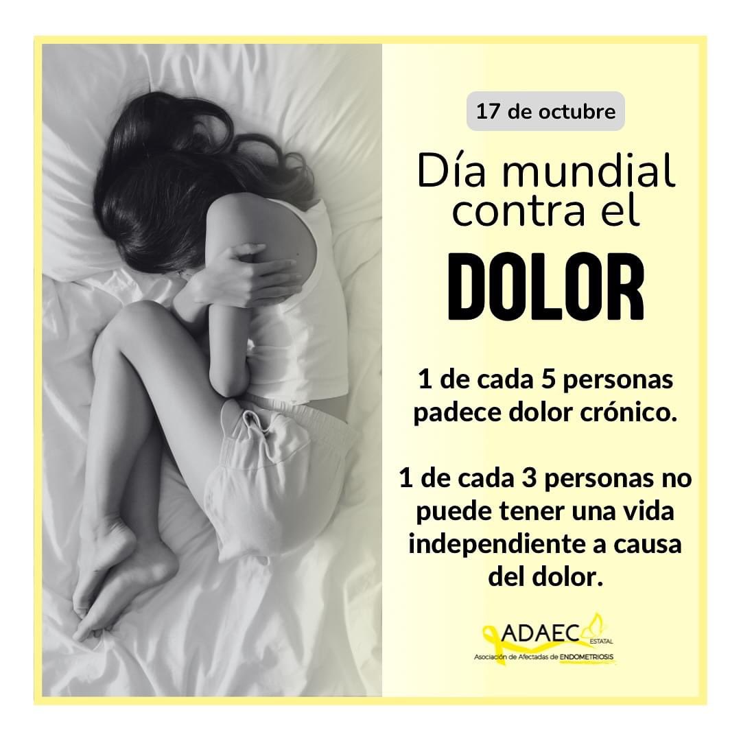 📌El dolor crónico es un problema de salud publica que afecta en torno al 20% de la población mundial. 

#adaec #endometriosis #salud #mujer #diamundialcontraeldolor #diamundialdeldolor
