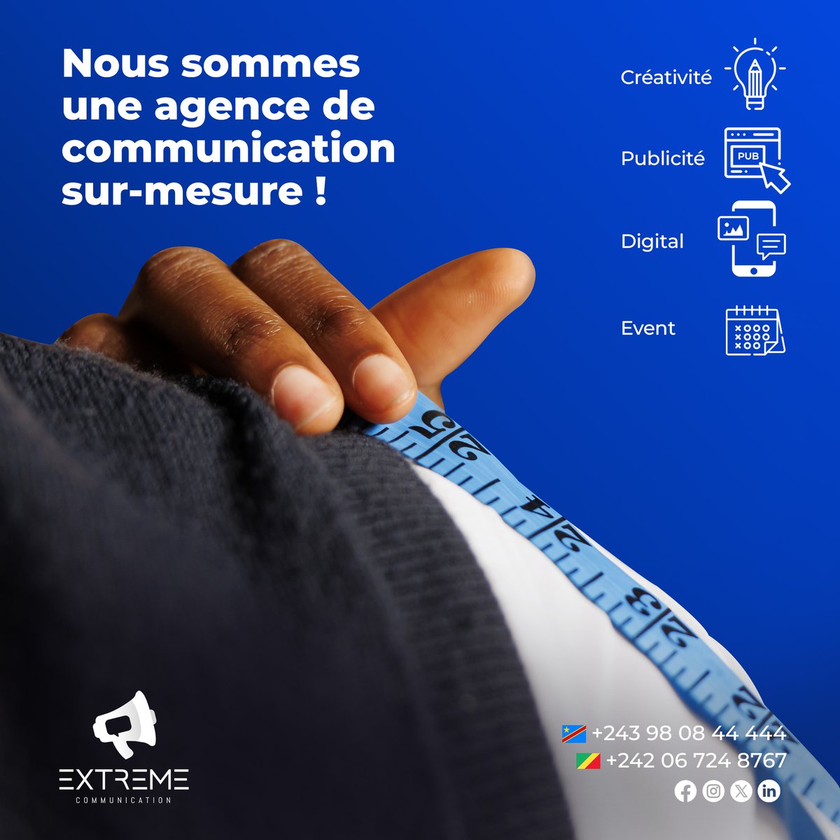 Extreme_comm's tweet photo. Chez Extreme Communication, chaque projet est unique, tout comme vous. Nous créons des stratégies sur-mesure, parfaitement ajustées à vos besoins. Que ce soit pour booster votre visibilité, lancer une campagne digitale percutante.  

On s'occupe du reste🎯Vous avez une idée ?📩 https://t.co/gXGeRQ0E7Q