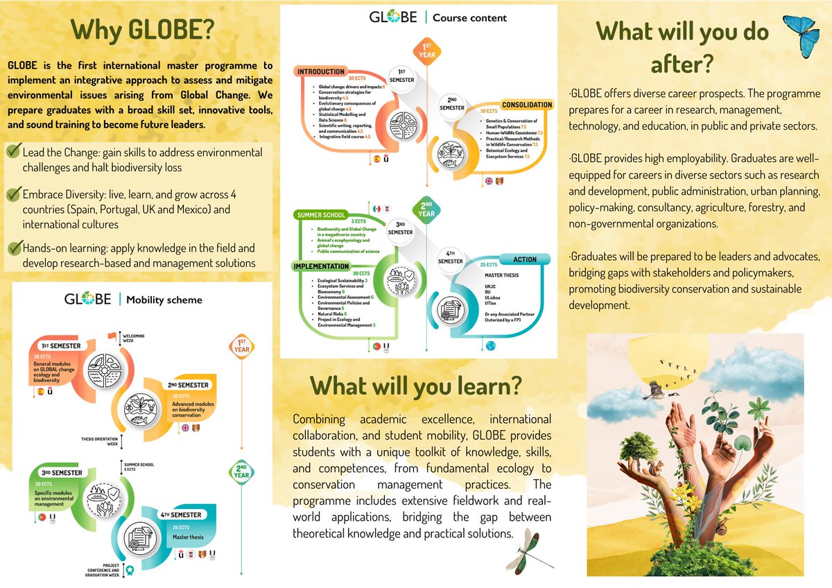 🚀Application is open for the Erasmus Mundus Master in Global Change Ecology and Biodiversity Management! We look for outstanding students worldwide to join our program. Apply now to gain cutting-edge knowledge &amp; study across multiple countries. Scholarships available! Please RT