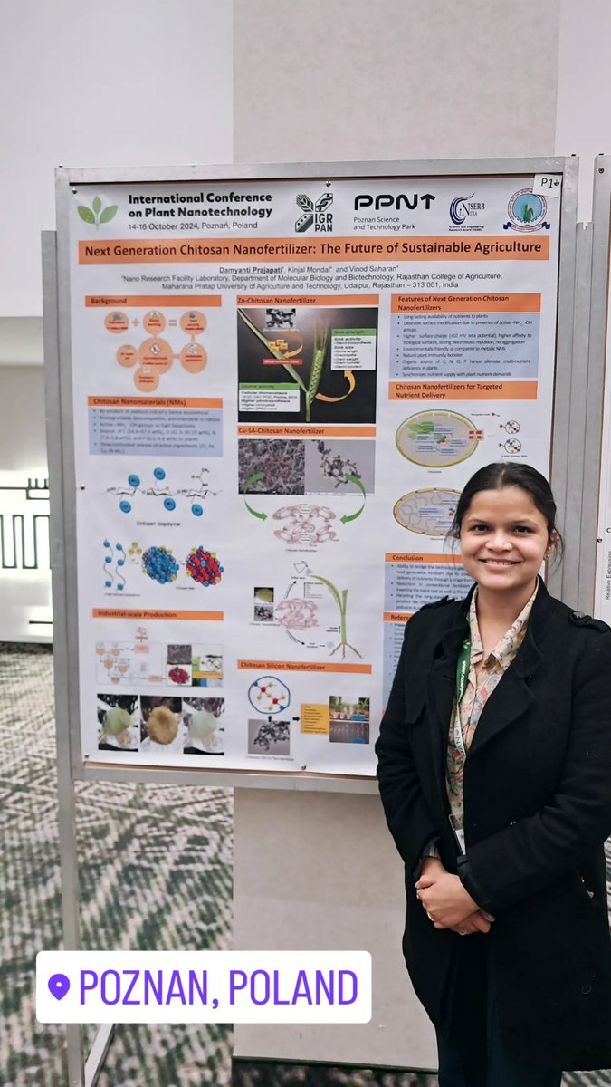Damyanti Prajapati (@nanoinventions) on Twitter photo I'm honoured to receive the Best Poster Presentation award at the International Conference on Plant Nanotechnology in Poznan, Poland. I thank SERB-ITS for funding, Dr. Franklin Gregory, Dr. Divyendu Mondal, <a href="/nanoagriculture/">Dr.Vinod Saharan</a> <a href="/MpuatUdaipur/">MPUAT Udaipur</a> for their support. I'm honoured to receive the Best Poster Presentation award at the International Conference on Plant Nanotechnology in Poznan, Poland. I thank SERB-ITS for funding, Dr. Franklin Gregory, Dr. Divyendu Mondal, <a href="/nanoagriculture/">Dr.Vinod Saharan</a> <a href="/MpuatUdaipur/">MPUAT Udaipur</a> for their support.