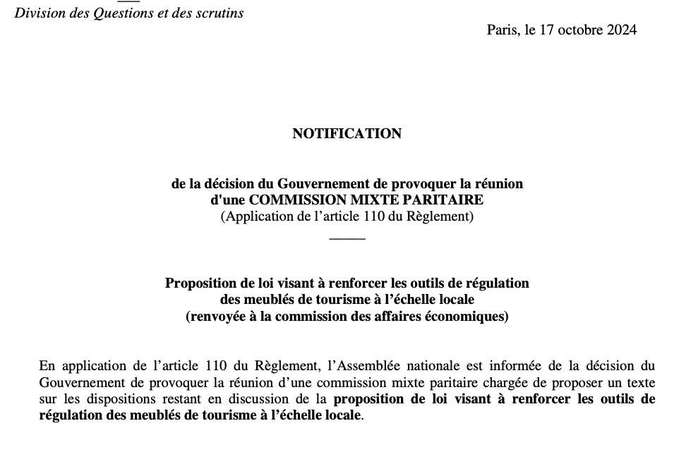 Iñaki Echaniz (@inakiechaniz) on Twitter photo ✅ Bonne nouvelle !
Après une suspension avant le vote définitif du fait de la dissolution, le gouvernement vient d’annoncer la convocation de la commission mixte paritaire du texte sur la régulation des meublés de tourisme que je porte avec <a href="/AnnaigLeMeur_29/">Annaïg Le Meur</a> ! #Airbnb ✅ Bonne nouvelle !
Après une suspension avant le vote définitif du fait de la dissolution, le gouvernement vient d’annoncer la convocation de la commission mixte paritaire du texte sur la régulation des meublés de tourisme que je porte avec <a href="/AnnaigLeMeur_29/">Annaïg Le Meur</a> ! #Airbnb
