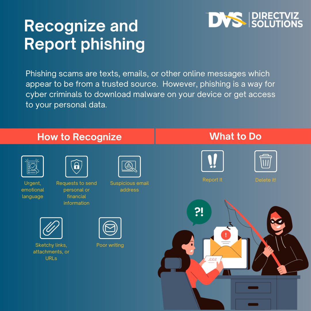 directviz's tweet photo. Don’t eat the bait on phishing scam!  Learn how to recognize these attempts and keep yourself save!

#cybersecurityawareness #secureourworld #directviz https://t.co/JpTL6K6CFx