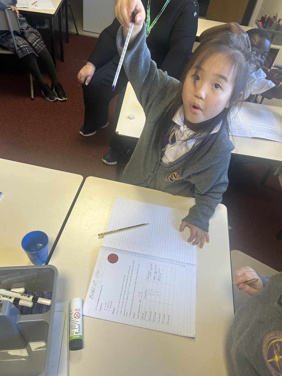Today we investigated what happens to the temperature of ice when it melts ! 🧊🧊🌡️