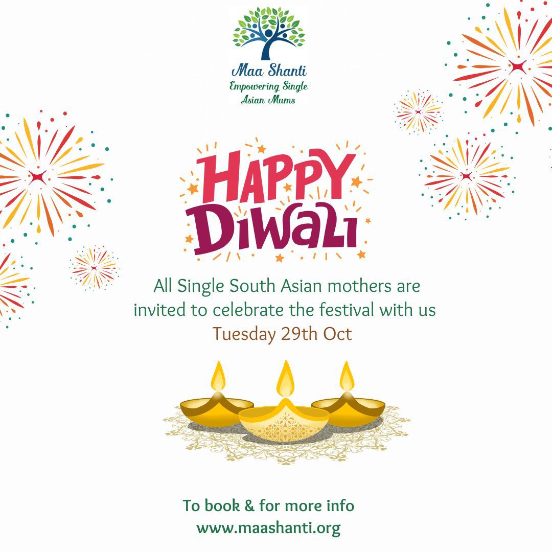 MaaShanti1's tweet image. 🎉🪔 #HappyDiwali! 
Calling all single South Asian mothers to join us for a special celebration on Tuesday, Oct 29th. Let's light up the festival together! 🌟

For more info &amp;amp; booking, visit: maashanti.org

#Diwali2023 #CommunityCelebration #MaaShanti #London