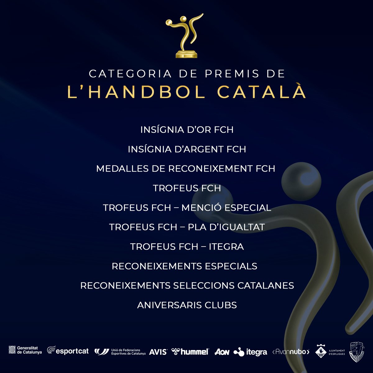✨Aquestes són les diferents categories de premis que es lliuraran el proper 8 de novembre a la 31a 'Festa de l'Handbol Català'!

🤩 Continua atent a les nostres xarxes per descobrir els premiats i protagonistes d'aquesta gala!

  #HandbolCatalà #31FestaHandbolCatalà