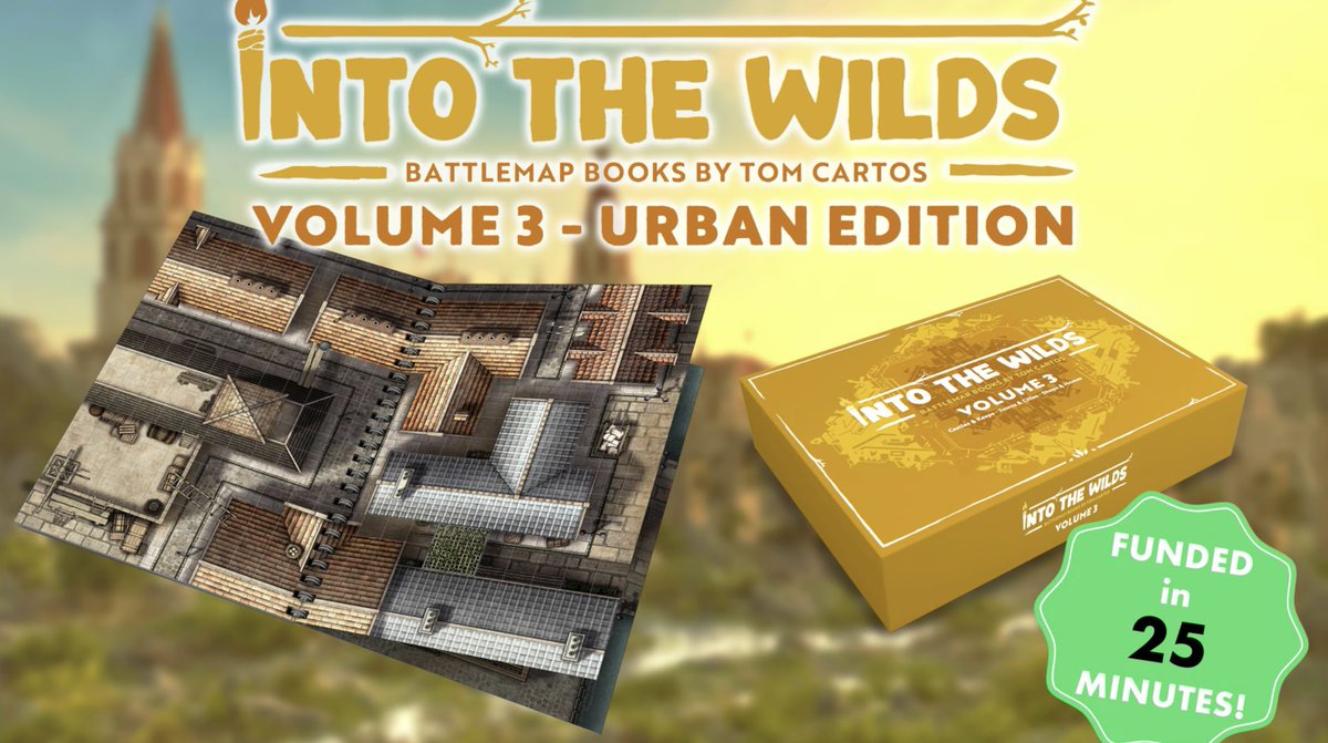Into the Wilds Battlemap Books Volume 3: Urban Edition from Tom Cartos has commenced packing and shipping this morning and will continue tomorrow! #Kickstarter