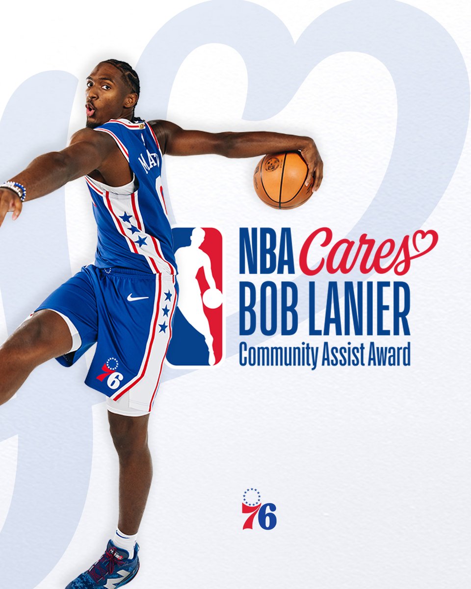 sixers's tweet photo. a pillar of the community. 

congrats to our guy, @TyreseMaxey! 💙❤️ https://t.co/47TVMjZLy0