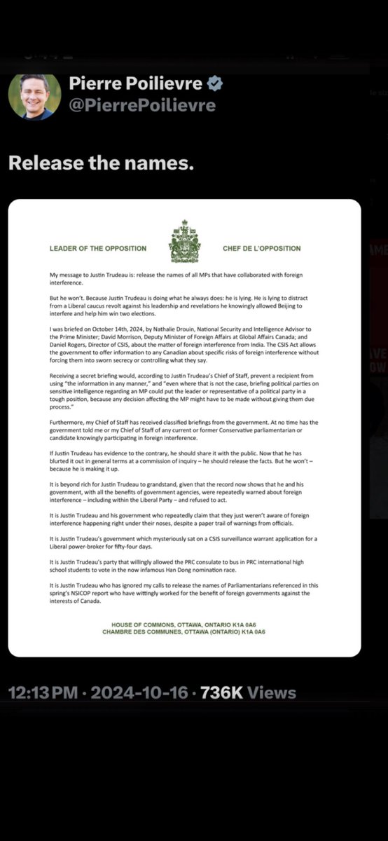 Harmony47383691's tweet photo. @TransSplendor I’ll Just Drop This Here It’s Obvious Pierre Wants To Get To The Bottom Of This ..
I Don’t See Bernier Wanting The Name’s Released I Wonder Why .. 🤔 .. #ForeignInterferencePPC
#ReleaseTheNames https://t.co/liLFVgPTtW