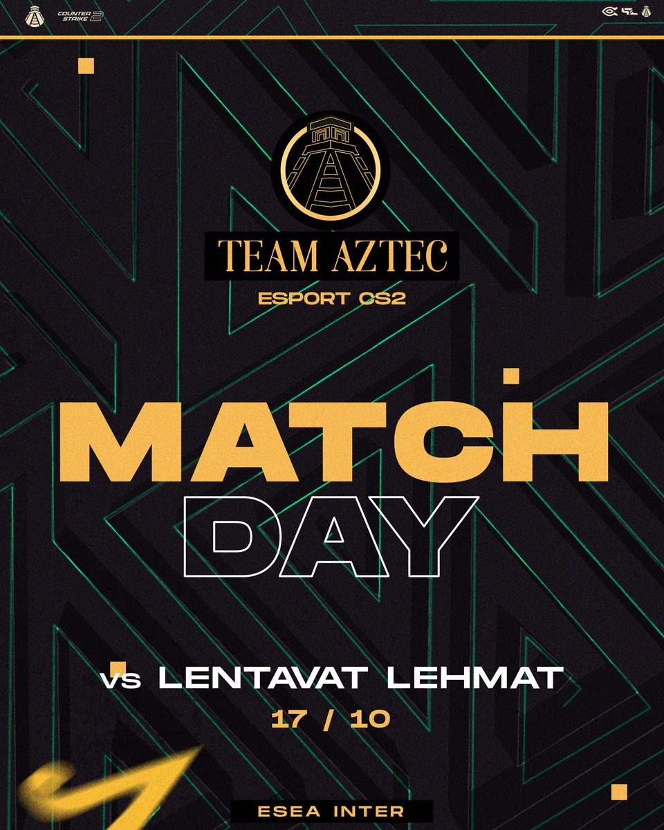 play_Aztec's tweet photo. 🟡#TeamAztec⚫️
C'est notre 4ème match ce soir, on est en 1-2 dans cette saison #esea. Objectif : Gagner 🔥
🆚#LentavatLehmat
⏰21h00
🎙️@Djiimy_TTV
@neirdA_m @ImVaal_ @m0nstrGG @Rainn_cs @Sye_Cs