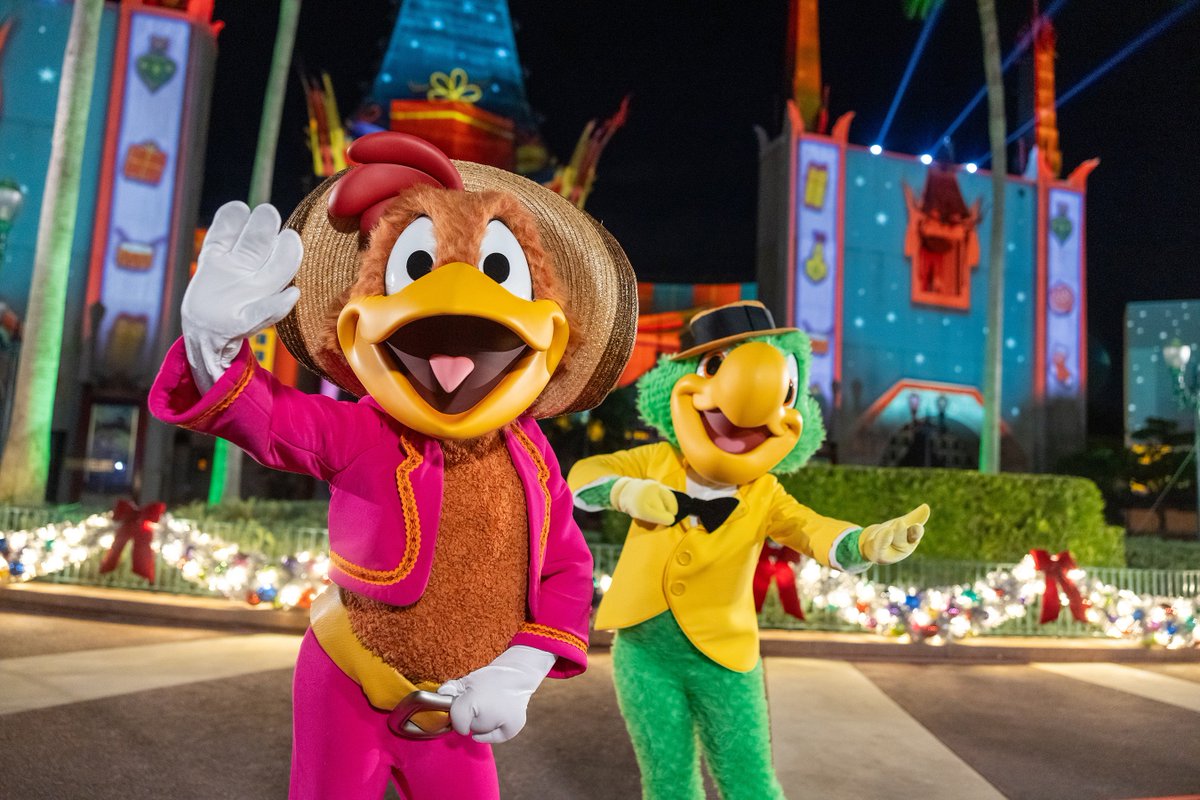 DrewDisneyDude's tweet photo. Walt Disney World shared new photos of the Characters that will be appearing at Disney Jollywood Nights at Disney’s Hollywood Studios!

Santa Duffy is returning to the event this year in addition to new appearances by José Carioca, Panchito, Scrooge McDuck, and more. https://t.co/eb7zH0kYQ5