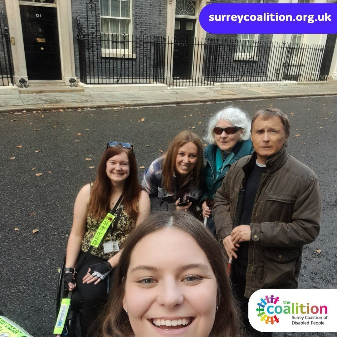 SurreyCoalition's tweet photo. It's been a busy week at The Coalition, with a trip to Number 10 Downing Street and the House of Commons with the National Federation of the Blind UK for the floating bus stops campaign. Telling the government about how dangerous floating bus stops are. 

@NFBUK #FloatingBusStops https://t.co/2PcugnO3bb
