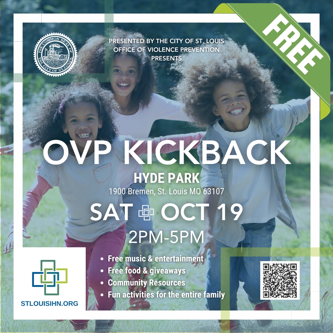 STL_IHN's tweet photo. Join us for October's #OVPKickback on SAT, 10/19, 2pm-5pm at Hyde Park (1900 Bremen, 63107).
This is a #FREEevent w/ music, entertainment, food, #familyfriendly activities + #community & #gunsafety resources. Stop by the #IHN table!
#3StepsBack #DPS #RELINK #SaferCommunity https://t.co/AAon9f8vK6