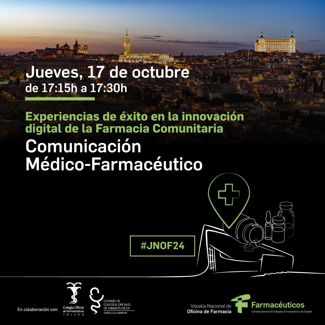 Próxima ponencia en la #JNOF24 a las 17.15h

Comunicación Médico-Farmacéutico, con la colaboración de Teresa Méndez de <a href="/Farmasturias/">COF ASTURIAS</a>