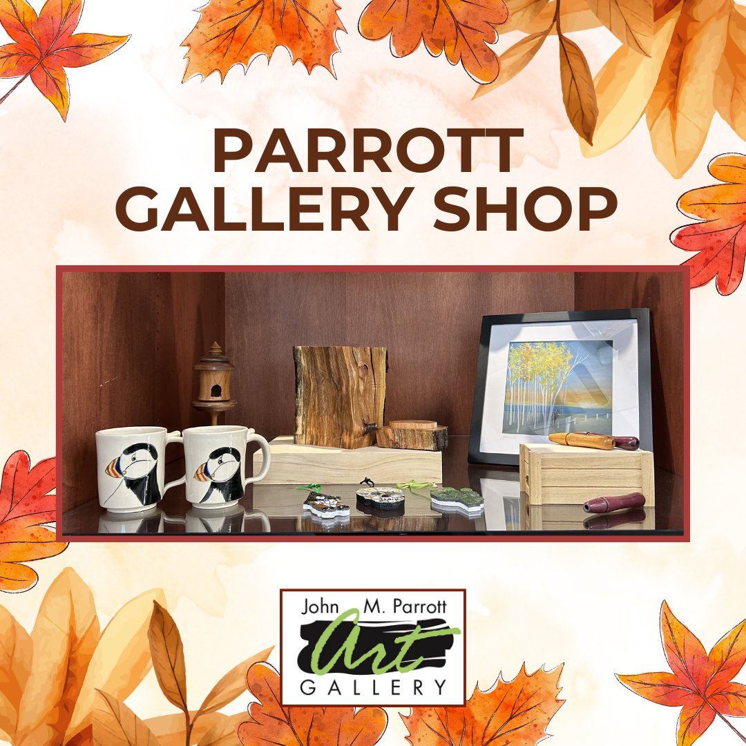 The Parrott Gallery Shop offers handcrafted jewellery, decor, household items, art and accessories by regional artists and artisans. Find us on the third floor!