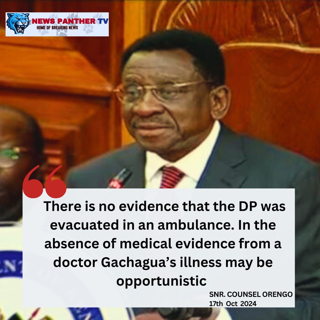 NewspantherTv's tweet photo. There is no evidence that the DP was evacuated in an ambulance. In the absence of medical evidence from a doctor Gachagua’s illness may be opportunistic~lawyer James Orengo #DeputyPresident #StateHouse #BREAKINGNEWS #DPRigathiGachagua #sakaja #MercyTarus #Mutuse #Morara https://t.co/cAx6tZWMDj