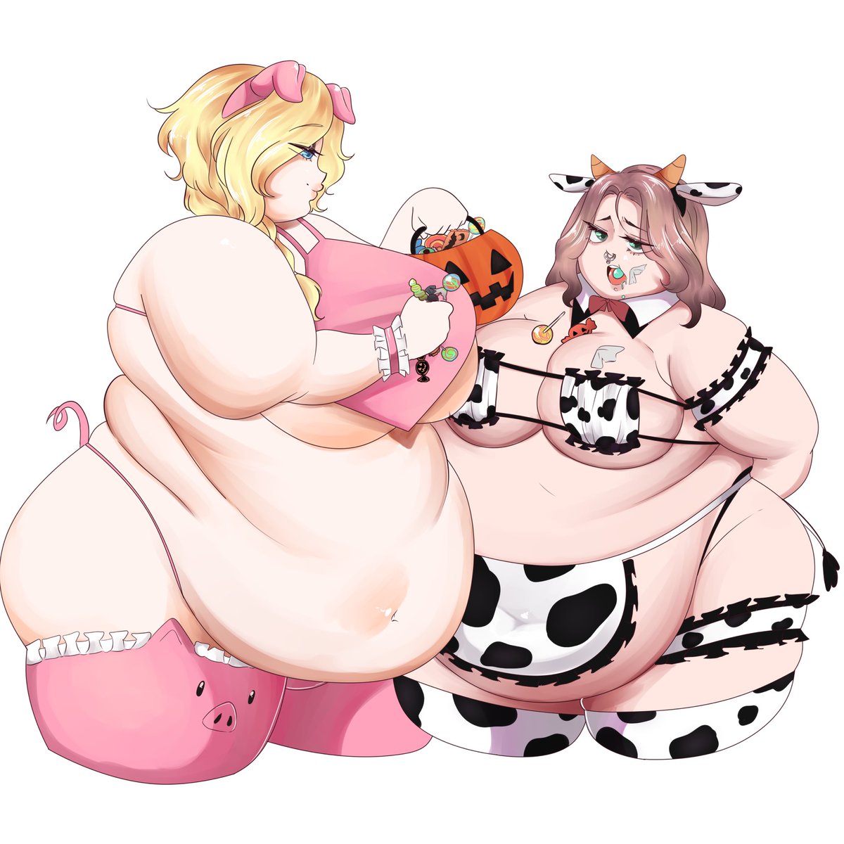 InkyPiggyy's tweet photo. Inky and @JuneMooshiji take Halloween very seriously😈🧡 

https://t.co/iM8Fk7LIm4

🎨: @Fatcakeke 

#vore #feederism #fatgirlfall #weightgain #stuffedbelly #vorerp https://t.co/bxjQBHW3PY