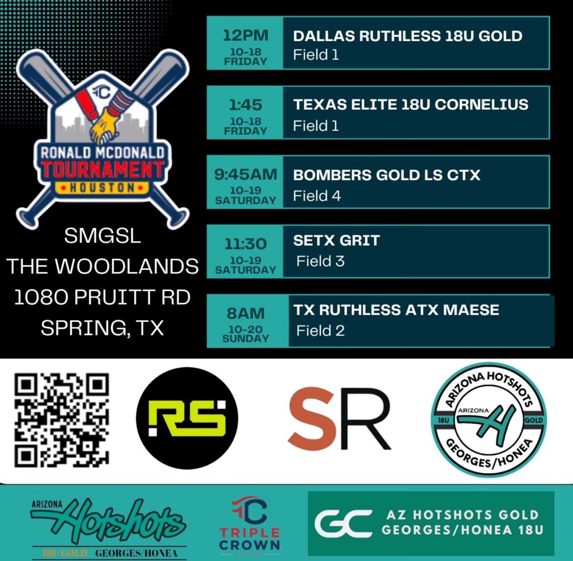 Schedule for Ronald Mcdonald Tournament!!